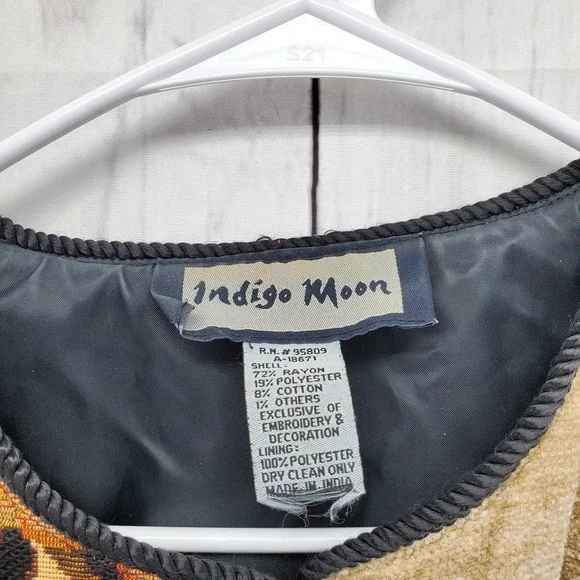 Vintage Indigo Moon XL FLAW Patchwork Mixed Print Button Front Jacket - Picture 3 of 4